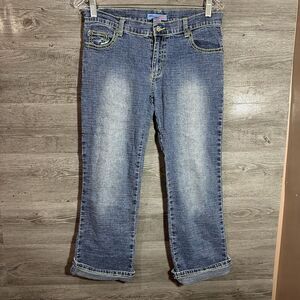 Vtg Apollo Jeans Capris Womens Size 9/10 Neon Lime Green Stitching Y2K USA Made